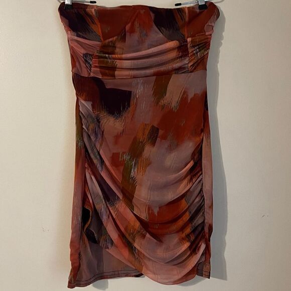 PrettyLittleThing strapless tube dress 10 bodycon - Picture 1 of 3